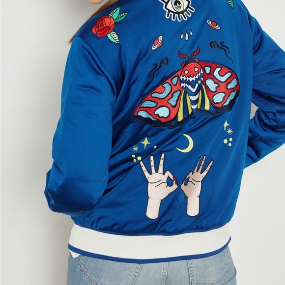 Used colorful adidas Blue Bomber Jacket *Discontinued* - Picture 6 of 8